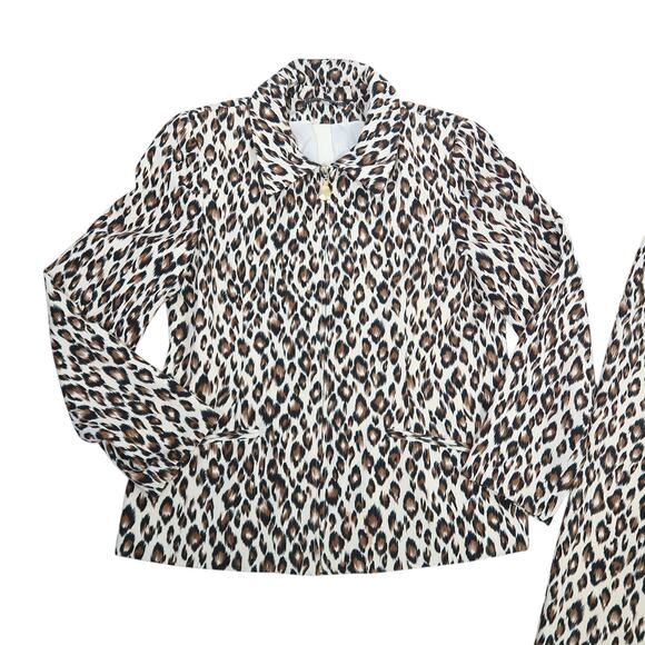 Vintage Forwear New York cream and brown leopard suit set L - Picture 3 of 8